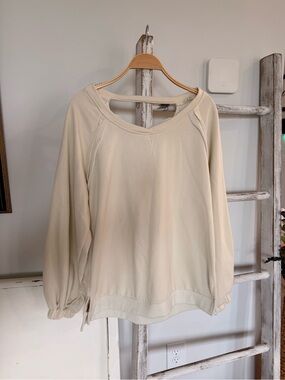 Pol Cream Ladies Sweatshirt Puff Sleeve Open Back Design Small OVS EUC